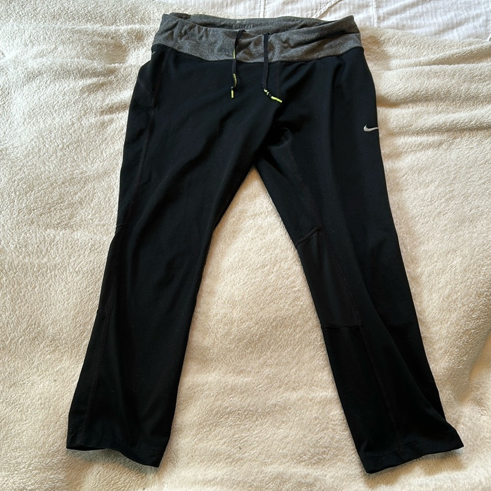 Nike Dri-Fit Running Women’s Leggings Pants Black Grey Spandex Polyester M